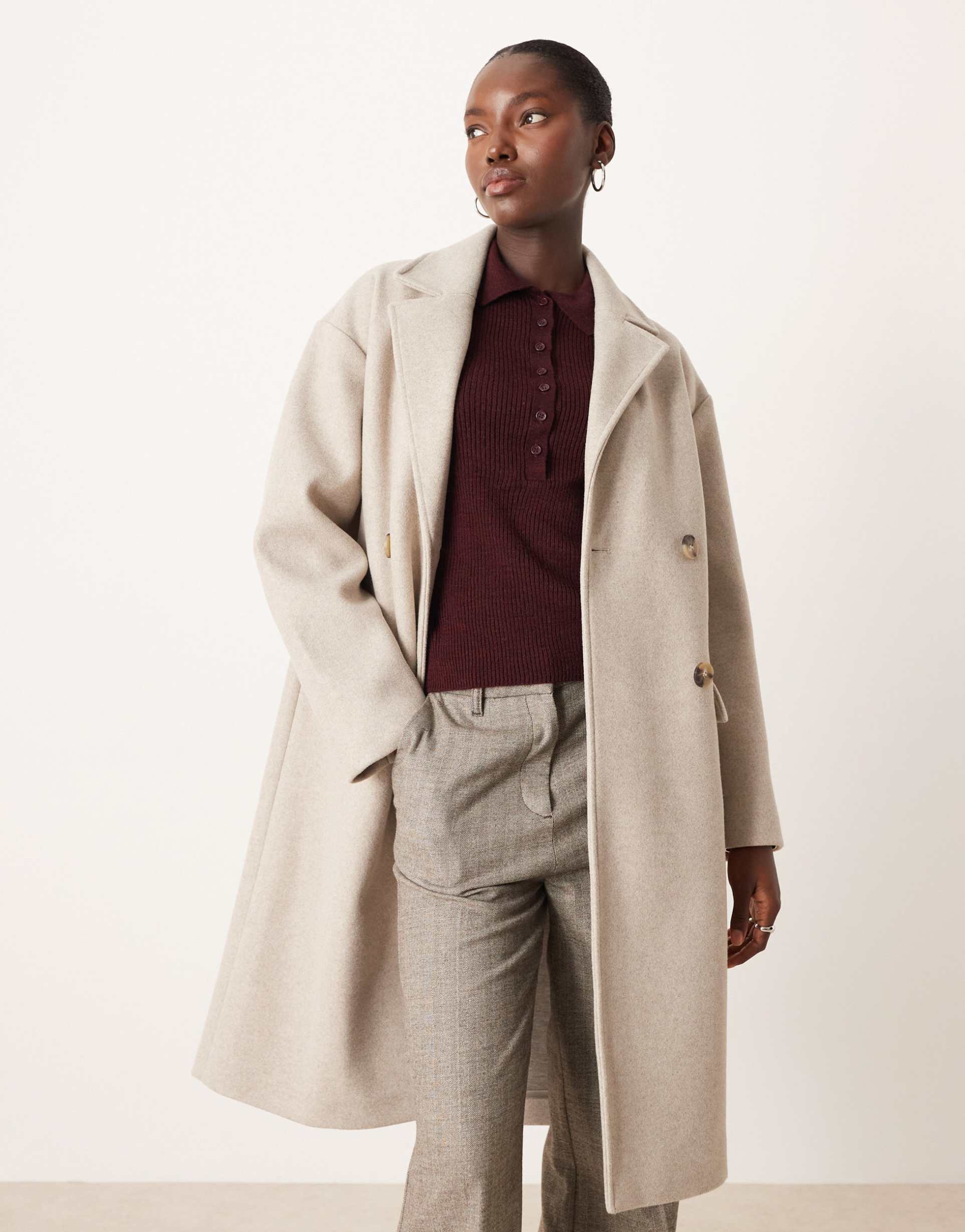 mango tailored coat in beige