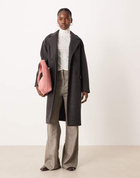 Mango tailored coat in charcoal - view 1