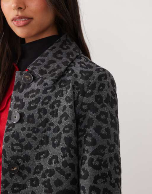 Mango tailored coat in gray leopard print, 2 of 4