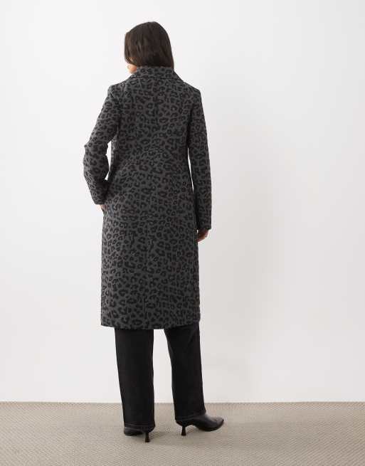 Mango tailored coat in grey leopard print, 4 of 4