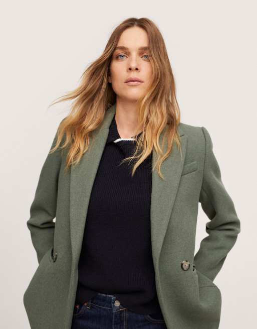 Mango tailored coat in khaki ASOS