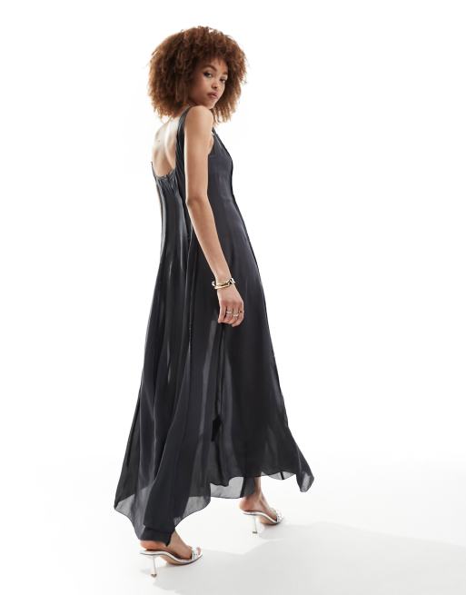 Mango tailored corset waist cami dress in black ASOS