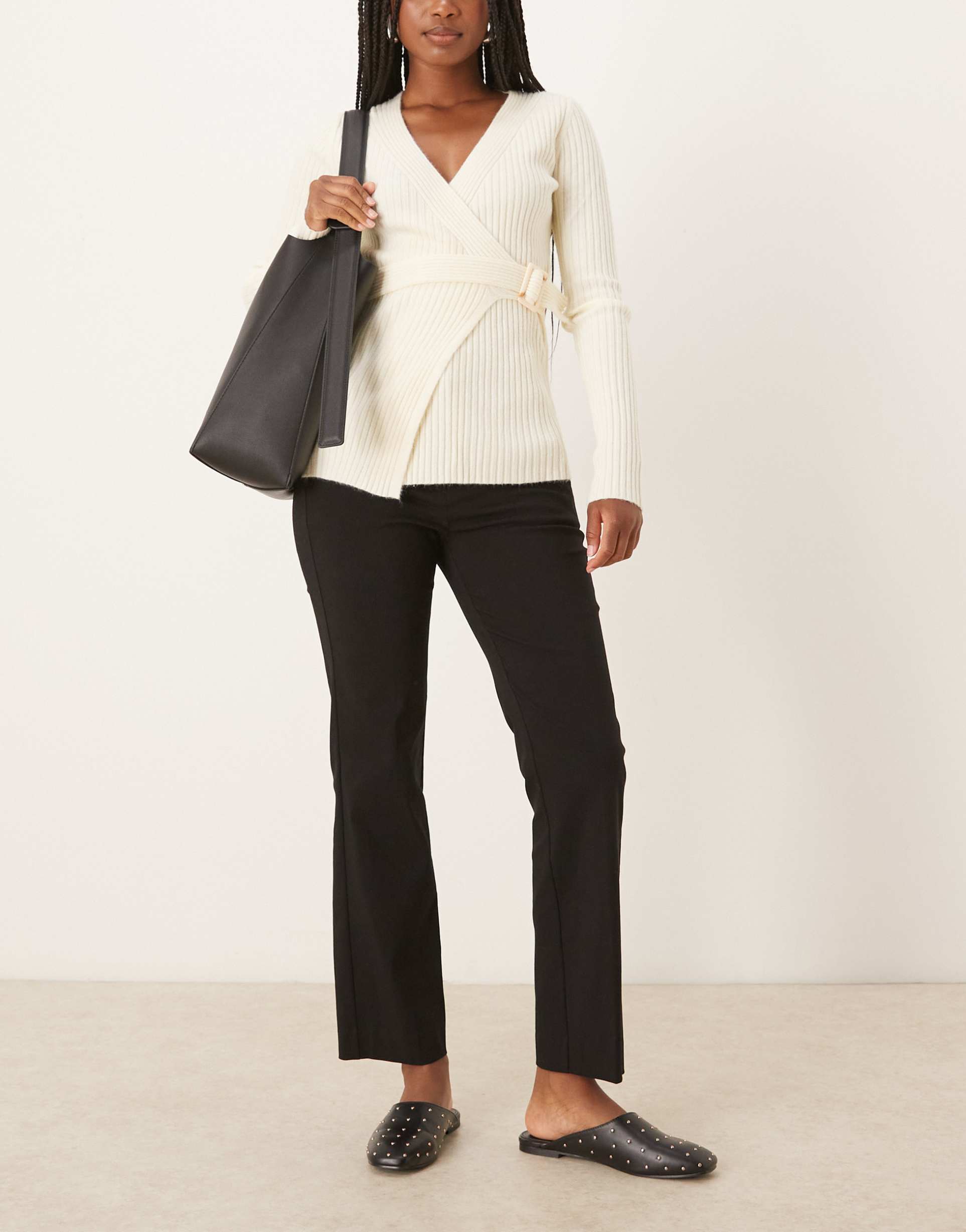 mango tailored cropped pants in black