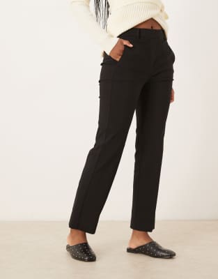Mango Tailored Cropped Pants In Black