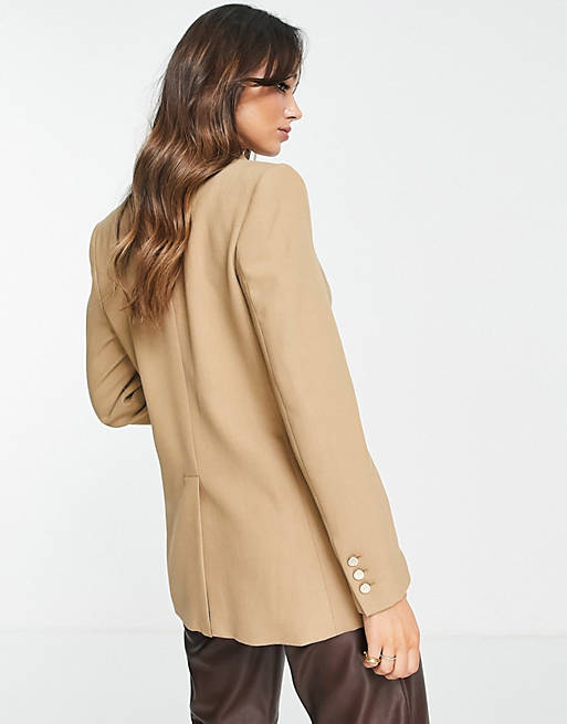 Suits & Separates Mango tailored double breasted blazer in camel 