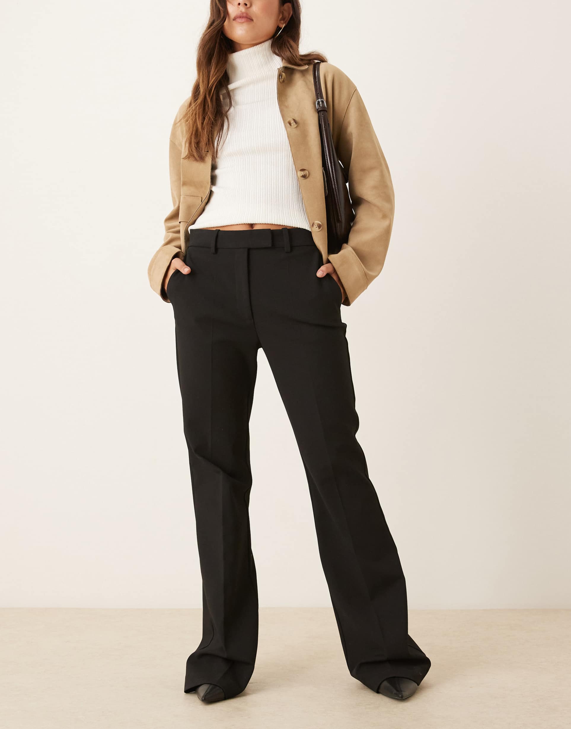 mango tailored flare trouser in black