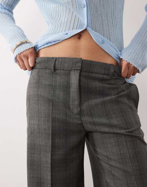 Mango tailored flared trouser in charcoal check, 4 of 5