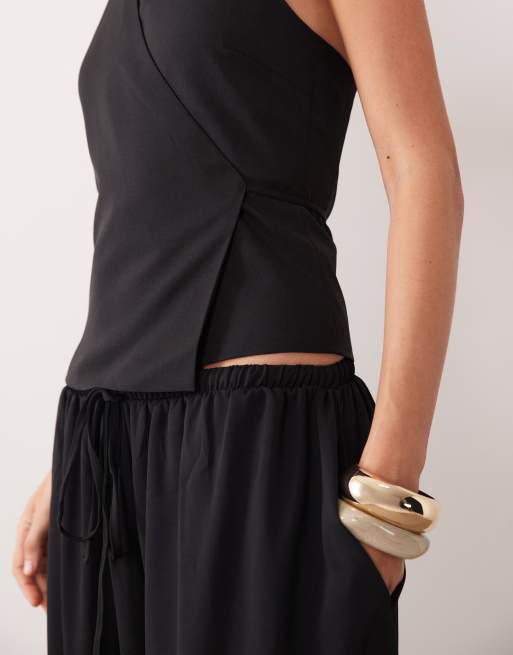 Mango tailored halterneck sleeveless top in black, 3 of 4