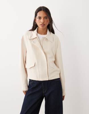 Mango Tailored Harrington Jacket In Neutral