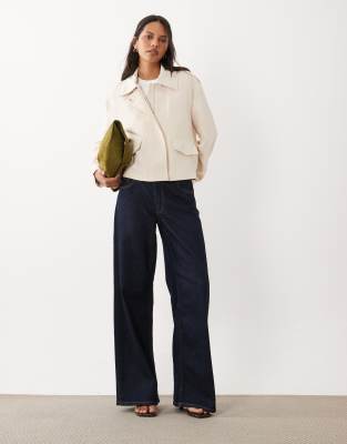 Mango Tailored Harrington Jacket In Neutral