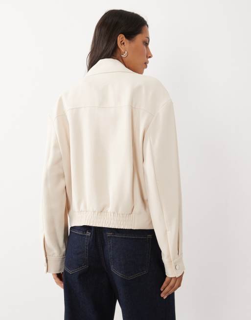Mango tailored harrington jacket in ecru, 4 of 4