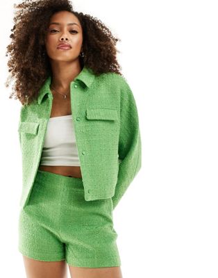 Mango tailored co-ord jacket in green