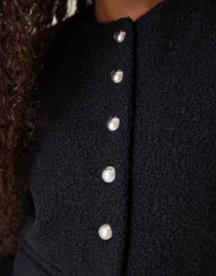 Mango Tailored Jacket With Statement Buttons In Black