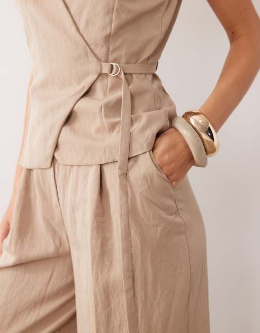 Mango tailored jumpsuit in beige, 3 of 4