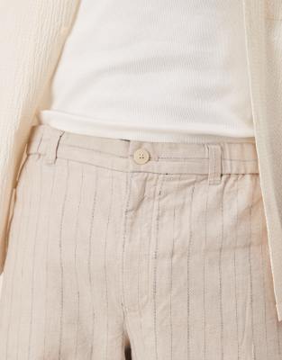 Mango Tailored Linen Mix Shorts In Neutral