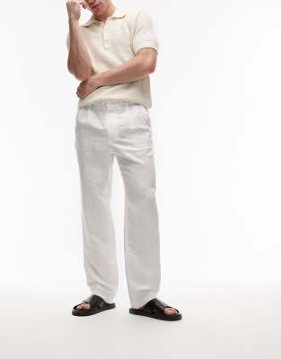 Mango Mango tailored linen mix trouser in beige-Neutral