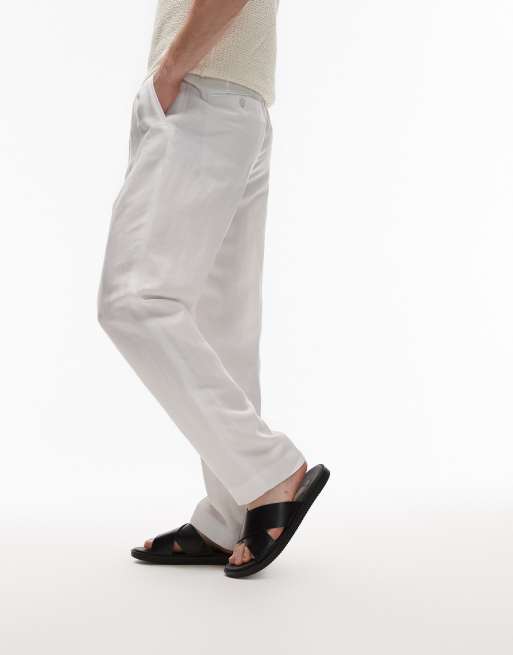 Mango tailored linen mix trouser in beige