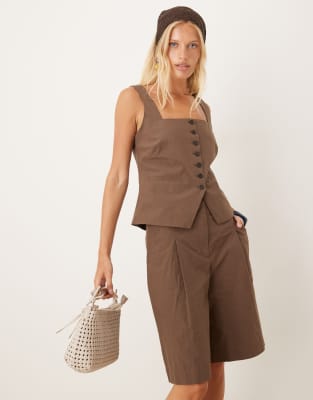 Mango Mango tailored longline short co-ord in brown