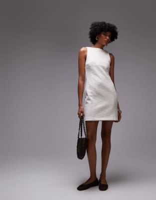 mango tailored mini shift dress in white