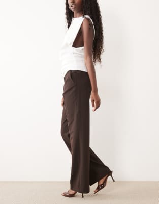 Mango Straight Checked Trousers Beige In Brown