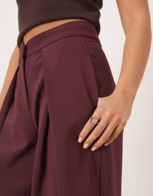 Mango tailored pleat front trouser in dark red, 5 of 5