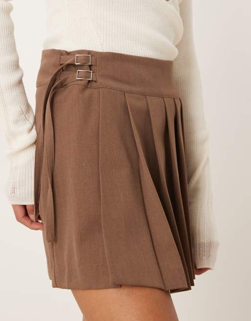 Mango tailored pleated mini skirt in light brown, 2 of 5
