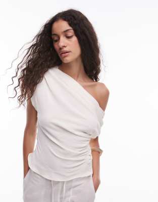 Mango Tailored Round Neck Vest In White