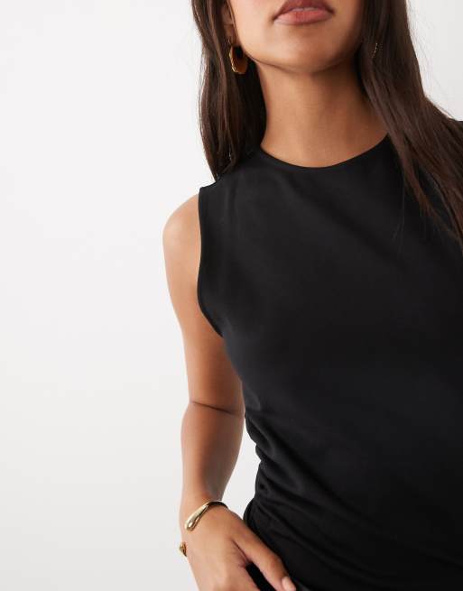 Mango tailored sleeveless belted jumpsuit in black, 3 of 4