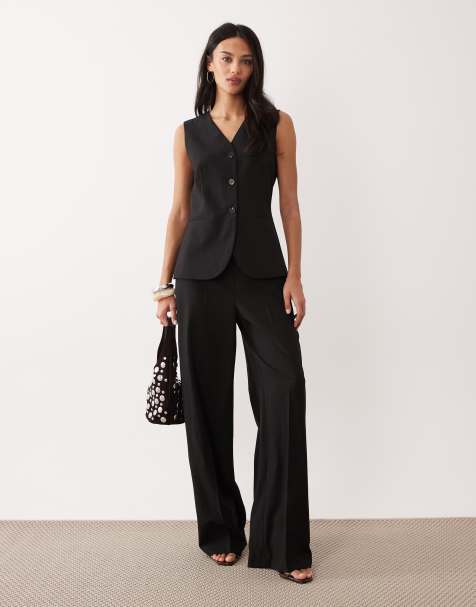 Mango tailored sleeveless jumpsuit in charcoal pinstripe - view 1