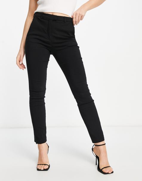 Mango tailored slim leg pants in black - view 1