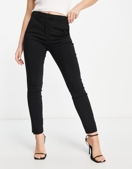 Mango tailored slim leg pants in black