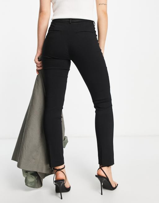 Mango high waisted slim tailored trouser in black