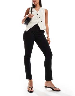 Mango Tailored Slim Pants In Black In Black