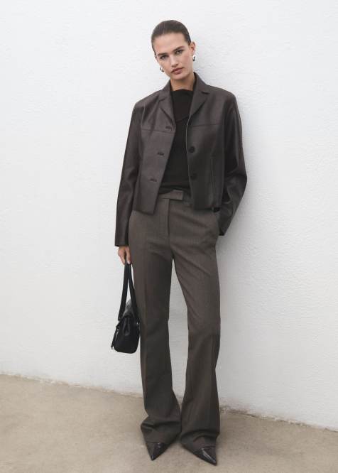 Mango tailored slim trouser in grey - view 1