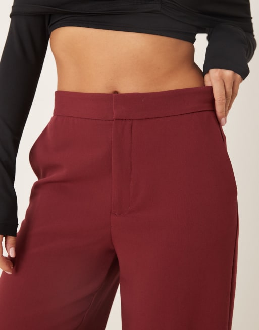Mango tailored straight leg pants in burgundy, 4 of 5