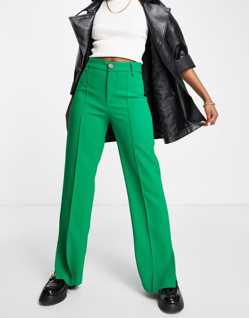 Green straight shop leg pants