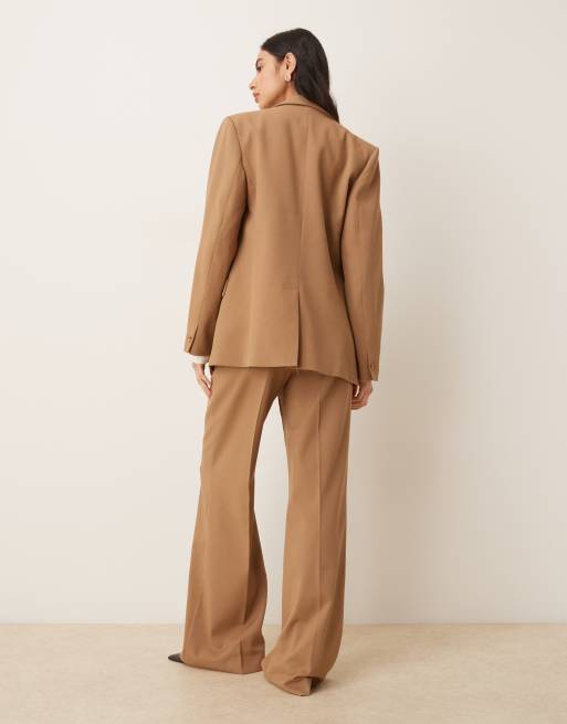 Mango tailored straight leg trouser co-ord in beige, 4 of 5