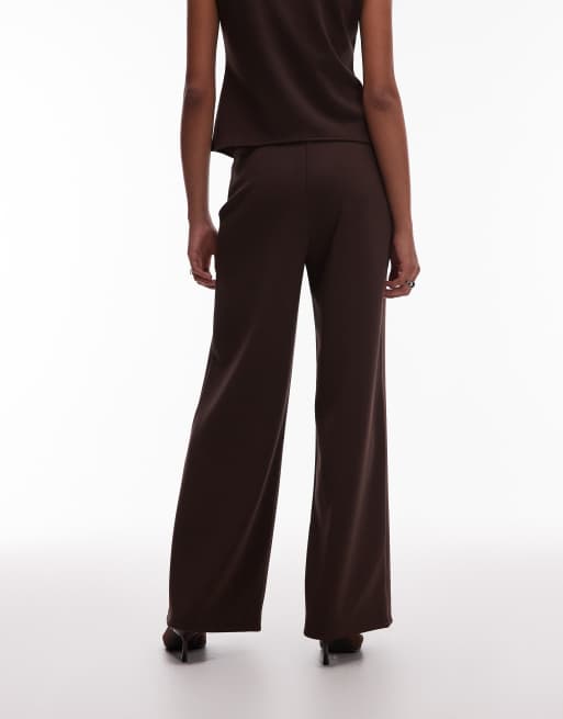 Mango tailored straight leg trouser co-ord in brown, 4 of 5