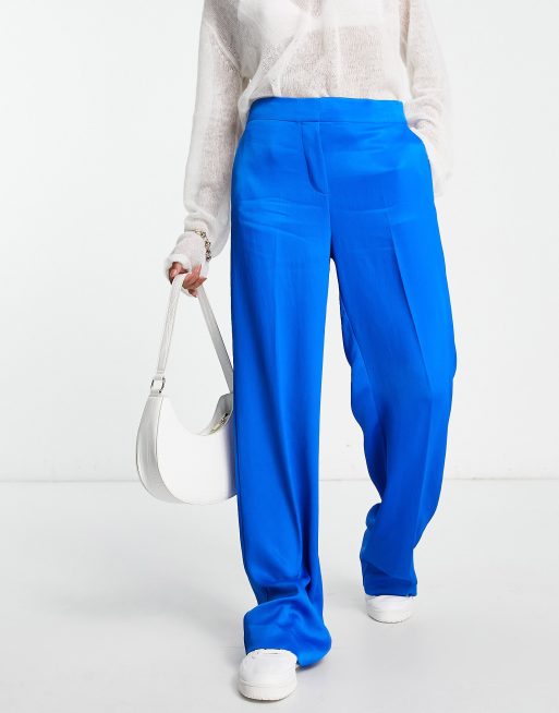 Cobalt blue wide leg sales trousers