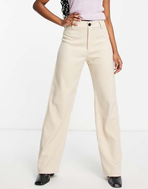 Mango tailored straight leg trousers in beige | ASOS