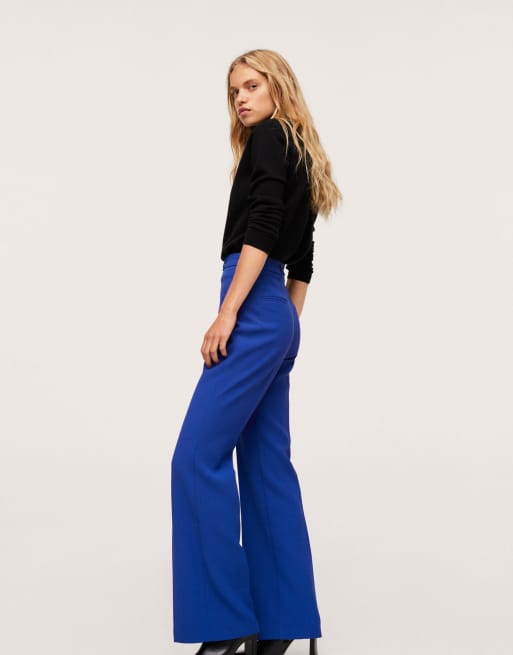 Blue straight hotsell leg trousers