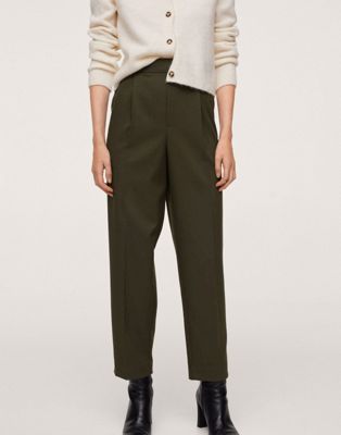 Mango tailored straight leg trousers in brown