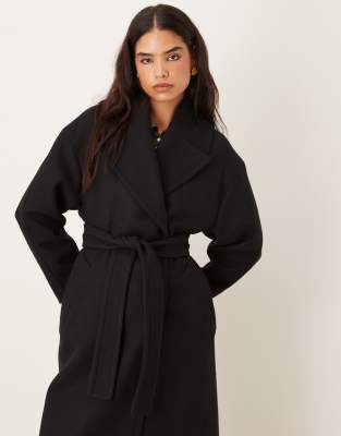 Mango Tailored Tie-waist Coat In Black