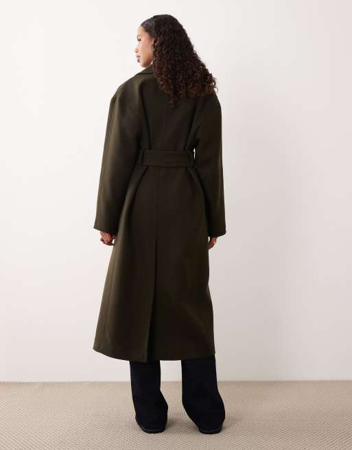 Mango tailored tie waist coat in khaki, 3 of 4