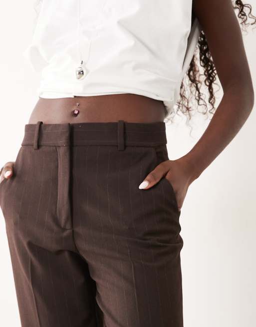 Mango tailored trouser in brown pinstripe, 3 of 5
