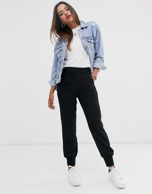 Mango tailored trouser with cuff in black | ASOS