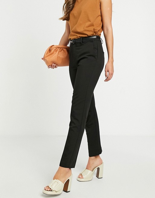 Mango tailored trousers with belt in black