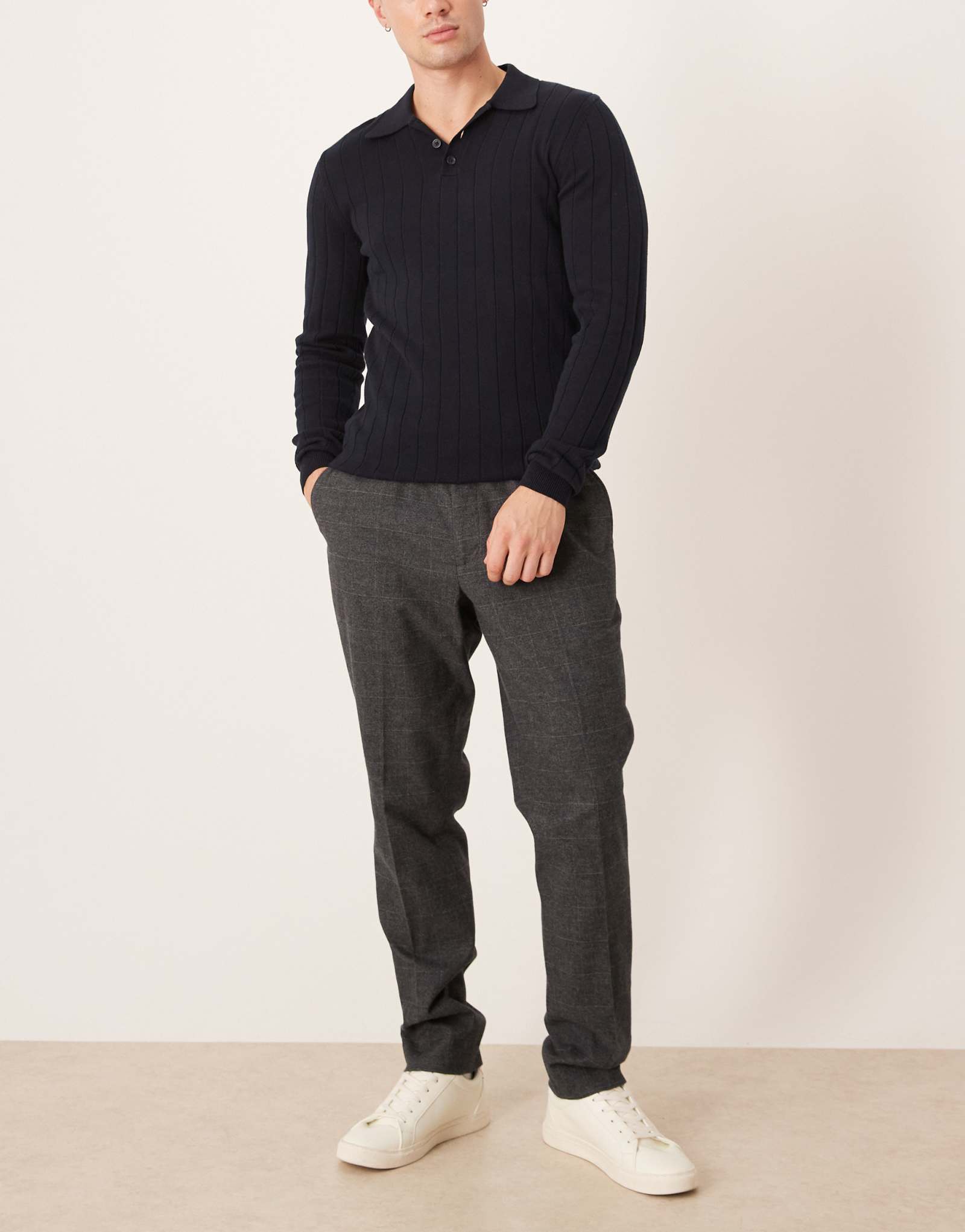 Твидовые брюки Mango темно-синего цвета, сшитые на заказ