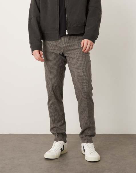 Mango tailored tweed trousers in brown