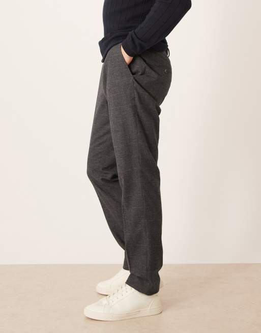 Mango tailored tweed trousers in navy, 3 of 5